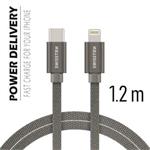 SWISSTEN DATA CABLE USB-C / LIGHTNING TEXTILE 1,2M GREY 71525202