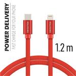 SWISSTEN DATA CABLE USB-C / LIGHTNING TEXTILE 1,2M RED 71525206