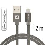 SWISSTEN DATA CABLE USB / LIGHTNING MFi TEXTILE 1,2M GREY 71524202