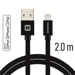 SWISSTEN DATA CABLE USB / LIGHTNING MFi TEXTILE 2,0M BLACK 71524301