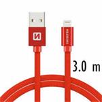 SWISSTEN DATA CABLE USB / LIGHTNING TEXTILE 3,0M RED 71527601