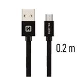 SWISSTEN DATA CABLE USB / MICRO USB TEXTILE 0,2M BLACK 71522101