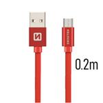 SWISSTEN DATA CABLE USB / MICRO USB TEXTILE 0,2M RED 71522106