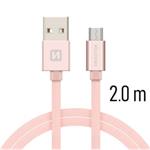 SWISSTEN DATA CABLE USB / MICRO USB TEXTILE 2,0M PINK 71522305