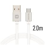 SWISSTEN DATA CABLE USB / MICRO USB TEXTILE 2,0M SILVER 71522303