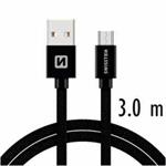 SWISSTEN DATA CABLE USB / MICRO USB TEXTILE 3,0M BLACK 71527300