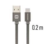 SWISSTEN DATA CABLE USB / USB-C TEXTILE 0,2M GREY 71521102