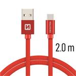 SWISSTEN DATA CABLE USB / USB-C TEXTILE 2,0M RED 71521306