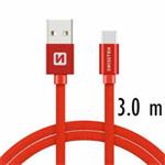 SWISSTEN DATA CABLE USB / USB-C TEXTILE 3,0M RED 71527901