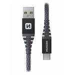 SWISSTEN DATOVÝ KABEL KEVLAR USB / USB-C 1,5 M ANTRACIT 71541010