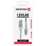 SWISSTEN DATOVÝ KABEL KEVLAR USB / USB-C 1,5 M BÍLÝ 71541011