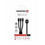 SWISSTEN DATOVÝ KABEL TEXTILE 3in1 MFi 1,2 M ČERNÝ 72501101