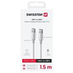 SWISSTEN DATOVÝ KABEL TEXTILE II USB-C / USB-C 1,5 M BÍLÝ 71528204