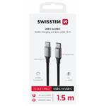 SWISSTEN DATOVÝ KABEL TEXTILE II USB-C / USB-C 1,5 M ČERNÝ 71528203