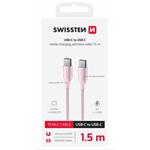 SWISSTEN DATOVÝ KABEL TEXTILE II USB-C / USB-C 1,5 M RŮŽOVÝ 71528205