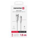 SWISSTEN DATOVÝ KABEL TEXTILE II USB / USB-C 1,5 M BÍLÝ 71521310