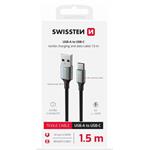 SWISSTEN DATOVÝ KABEL TEXTILE II USB / USB-C 1,5 M ČERNÝ 71521309