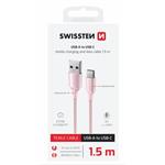 SWISSTEN DATOVÝ KABEL TEXTILE II USB / USB-C 1,5 M RŮŽOVÝ 71521311