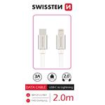 SWISSTEN DATOVÝ KABEL TEXTILE USB-C / LIGHTNING 2,0 M STŘÍBRNÝ 71529202