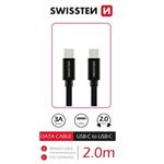 SWISSTEN DATOVÝ KABEL TEXTILE USB-C / USB-C 2,0 M ČERNÝ 71528201