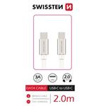 SWISSTEN DATOVÝ KABEL TEXTILE USB-C / USB-C 2,0 M STŘÍBRNÝ 71528202