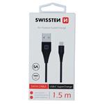 SWISSTEN DATOVÝ KABEL USB / USB-C SUPER FAST CHARGING 5A 1,5M ČERNÝ 71504430