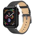 Swissten řemínek pro apple watch kožený 42 / 44 / 45 / 49 mm černý (stříbrná spona a stříbrné poutko) 46000812