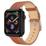 Swissten řemínek pro apple watch kožený 42 / 44 / 45 / 49 mm hnědý (stříbrná spona a stříbrné poutko) 46000814