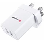 Swissten síťový adaptér 2x usb 10,5w pro uk zásuvku bílý 22045100