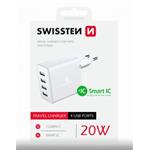 SWISSTEN SÍŤOVÝ ADAPTÉR 4x USB 4A 20W BÍLÝ 22053100