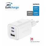 SWISSTEN SÍŤOVÝ ADAPTÉR GaN 2x USB-C 65W PD + 1x USB-A 18W QC BÍLÝ 22071400