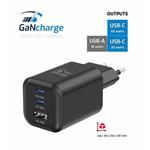 SWISSTEN SÍŤOVÝ ADAPTÉR GaN 2x USB-C 65W PD + 1x USB-A 18W QC ČERNÝ 22071410