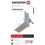 SWISSTEN SÍŤOVÝ ADAPTÉR PD 20W FOR IPHONE 12 BÍLÝ 22050600