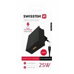 SWISSTEN SÍŤOVÝ ADAPTÉR PRO SAMSUNG SUPER FAST CHARGING 25W + DATOVÝ KABEL USB-C/USB-C 1,2 M ČERNÝ 22050100