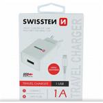 SWISSTEN SÍŤOVÝ ADAPTÉR SMART IC 1x USB 1A POWER + DATOVÝ KABEL USB / LIGHTNING 1,2 M BÍLÝ 22067000