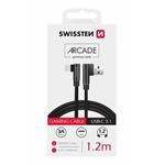 SWISSTEN TEXTILNÍ DATOVÝ KABEL ARCADE USB / USB-C 1,2 M ČERNÝ 71528000