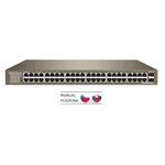 Tenda TEG1050F 48x Gigabit s SFP, 48x RJ45 + 2x SFP, Fanless - bez ventilátorů, Rackmount, VLAN, 6kV