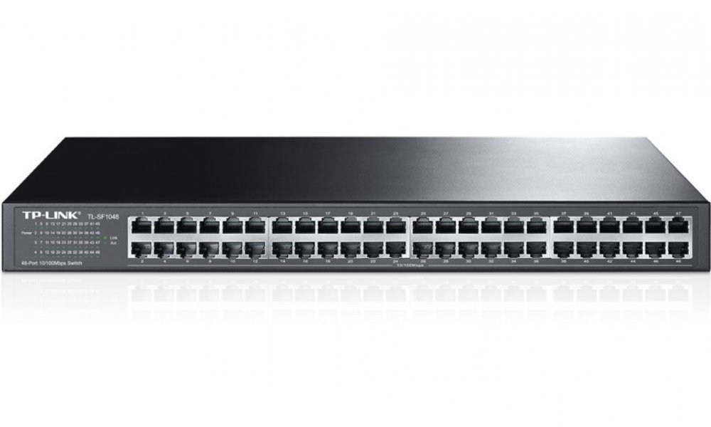 TP-LINK TL-SF1048 48-Port 10/100M Switch, 48 10/100M RJ45 Ports, 1U 19-inch Rack-mountable Steel Case