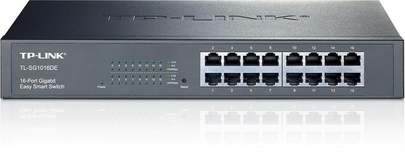 TP-LINK TL-SG1016DE 16-Port Gigabit Easy Smart Switch, 16 Gigabit RJ45 Ports, 1U 13-inch Rack-mountable Steel Case