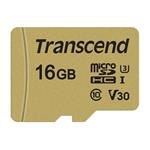 Transcend 16GB microSDHC 500S UHS-I U3 V30 (Class 10) MLC paměťová karta, 95MB/s R, 60MB/s W (s adaptérem) TS16GUSD500S