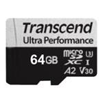 Transcend 340S - Paměťová karta flash - 64 GB - A2 / Video Class V30 / UHS-I U3 / Class10 - microSD TS64GUSD340S