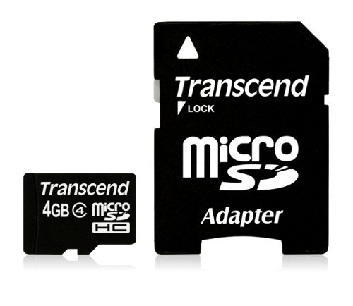 Transcend 4GB microSDHC (Class 4) paměťová karta (s adaptérem) TS4GUSDHC4