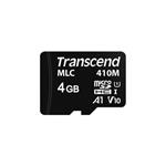 Transcend 4GB microSDHC410M UHS-I U1 (Class 10) A1 V10 MLC průmyslová paměťová karta (bez adaptéru), 100MB/s TS4GUSD410M