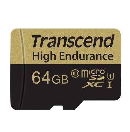 Transcend 64GB microSDXC (Class 10) High Endurance MLC průmyslová paměťová karta (s adaptérem), 21MB/s R, TS64GUSDXC10V