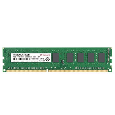 Transcend - DDR3 - 4 GB - DIMM 240 pinů - 1333 MHz / PC3-10600 - CL9 - 1.5 V - bez vyrovnávací pamě TS512MLK72V3N