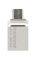 Transcend JetFlash 880 - Jednotka USB flash - 32 GB - USB 3.0 / micro USB - stříbrná TS32GJF880S