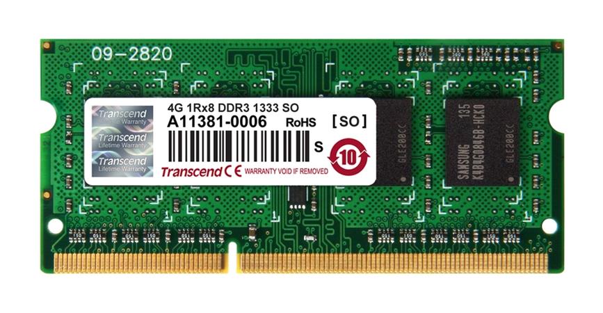 Transcend paměť 4GB DDR3 SO-DIMM 1333Mhz CL9 1Rx8 TS512MSK64V3H