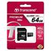 Transcend Premium - Pamě?ová karta flash (adaptér microSDHC - SD zahrnuto) - 64 GB - UHS Class 1 / TS64GUSDXC10