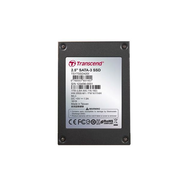 TRANSCEND SSD420I 1TB Industrial SSD disk2.5" SATA3, MLC, Ind., Iron case, černý TS1TSSD420I