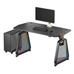 ULTRADESK Herný stôl BOOSTER, 136x70,5 cm, 75 cm, RGB podsvietenie, držiak slúchadiel aj nápojov UDESK-BO-BA/BB